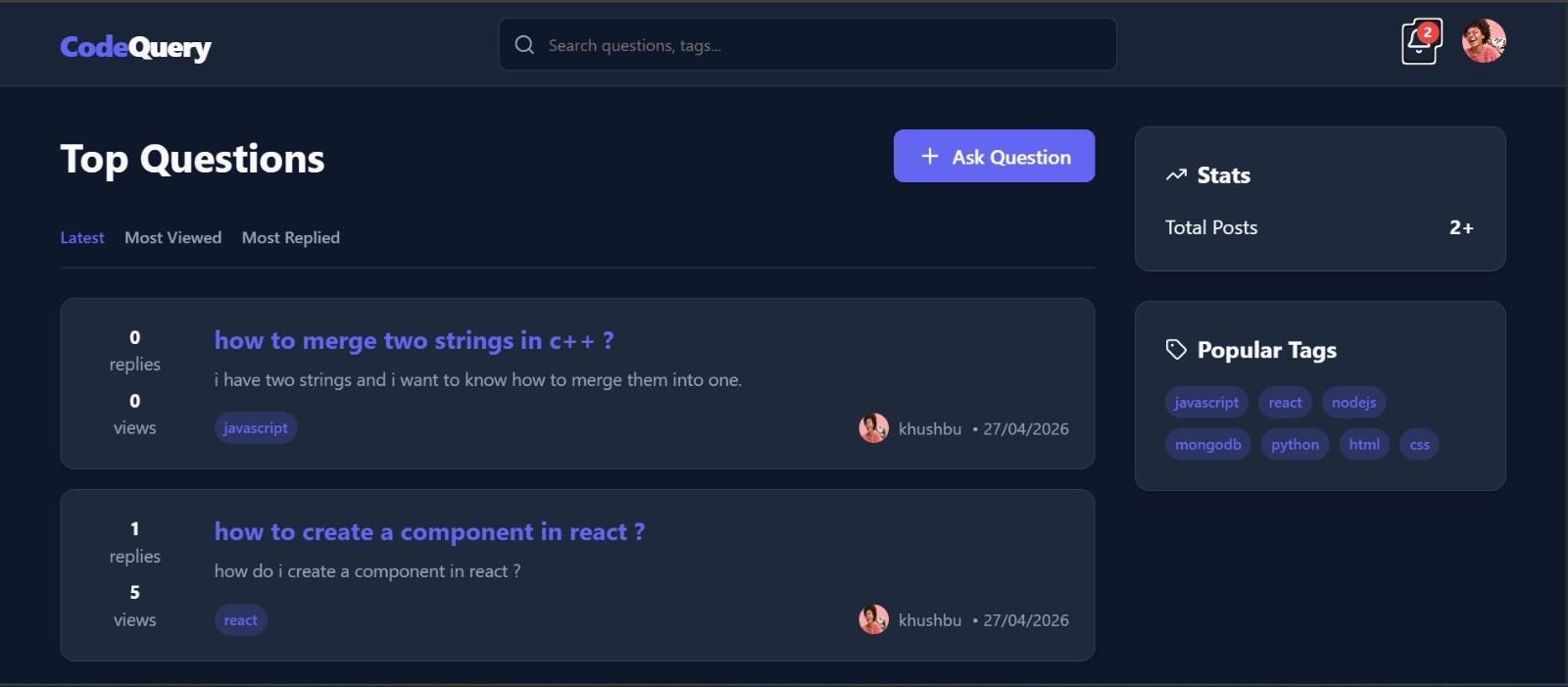 CodeQuery – Developer Q&A Platform
